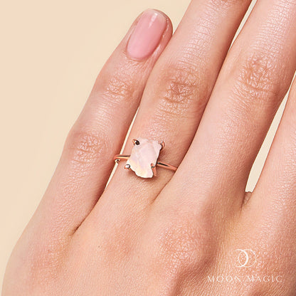 Raw Crystal Ring - Petite Rose Quartz