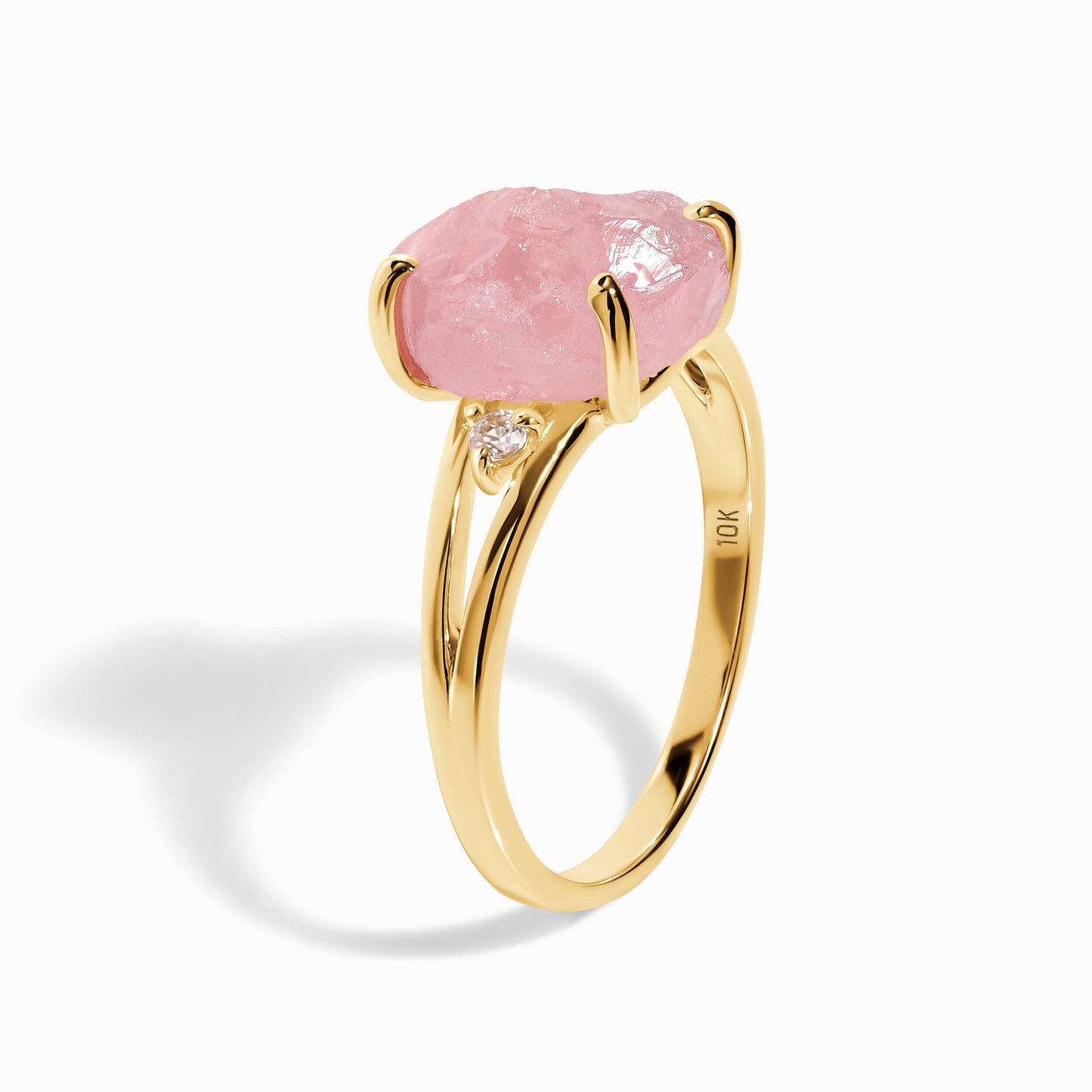 Rose Quartz Diamond Ring - Raw Beauty