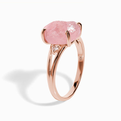 Rose Quartz Diamond Ring - Raw Beauty