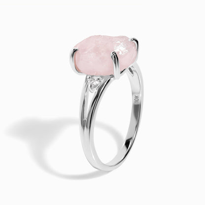 Rose Quartz Diamond Ring - Raw Beauty