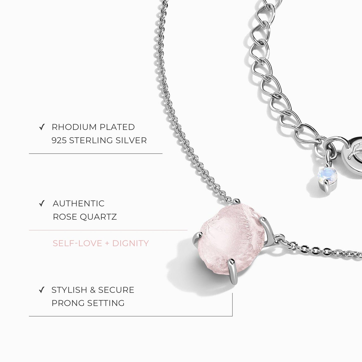 Raw Crystal Necklace - Rose Quartz 'Self-Love'