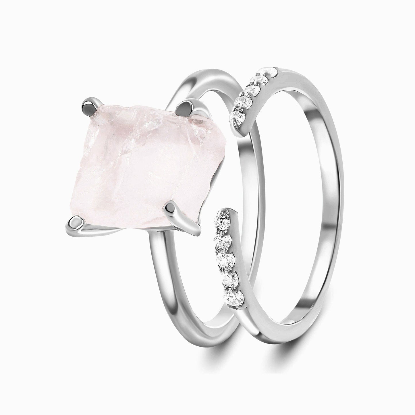 Petite Rose Quartz Ring & Twinkling Band