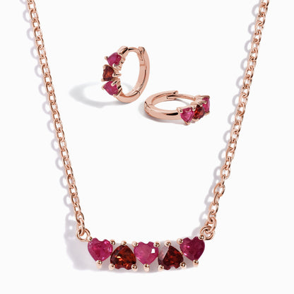 Ruby Garnet Crush On You Hoops & Necklace