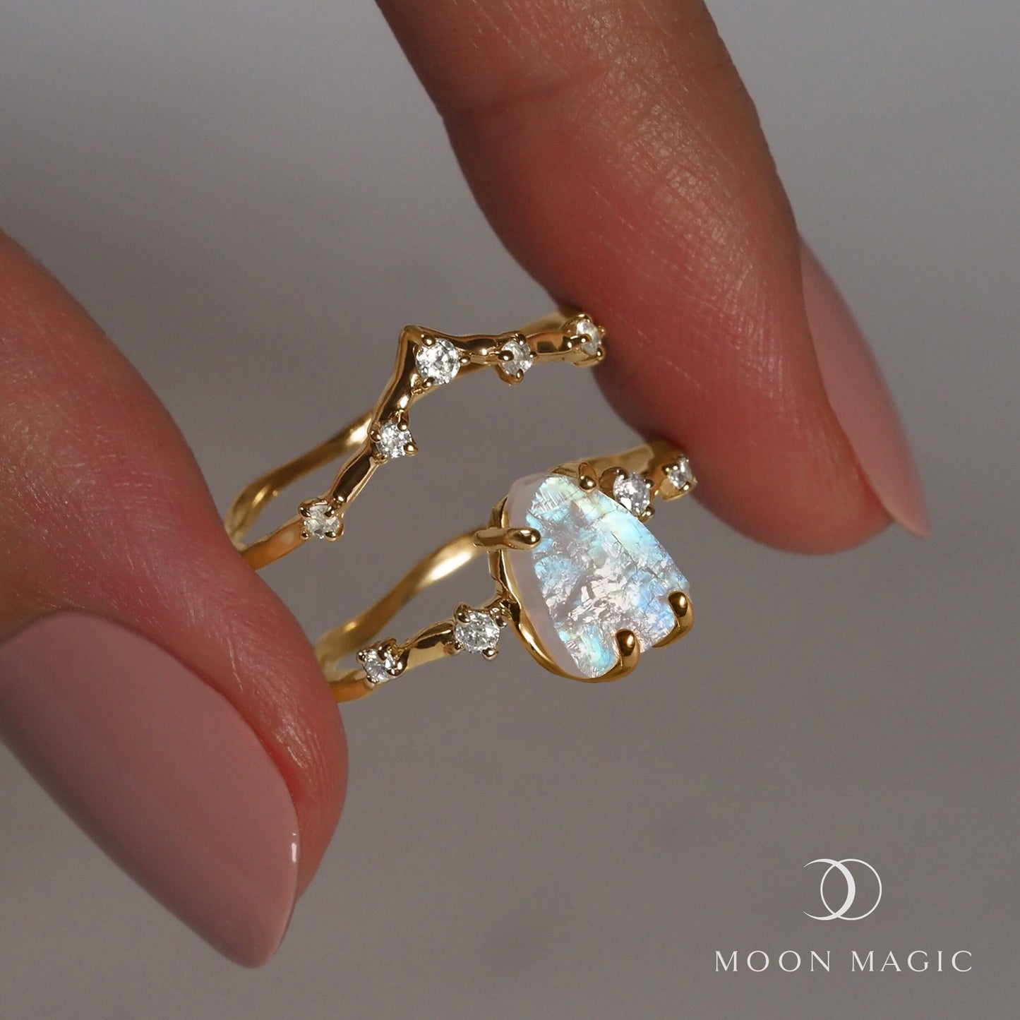 Moonstone Lab Diamond Ring - Flow Sublime