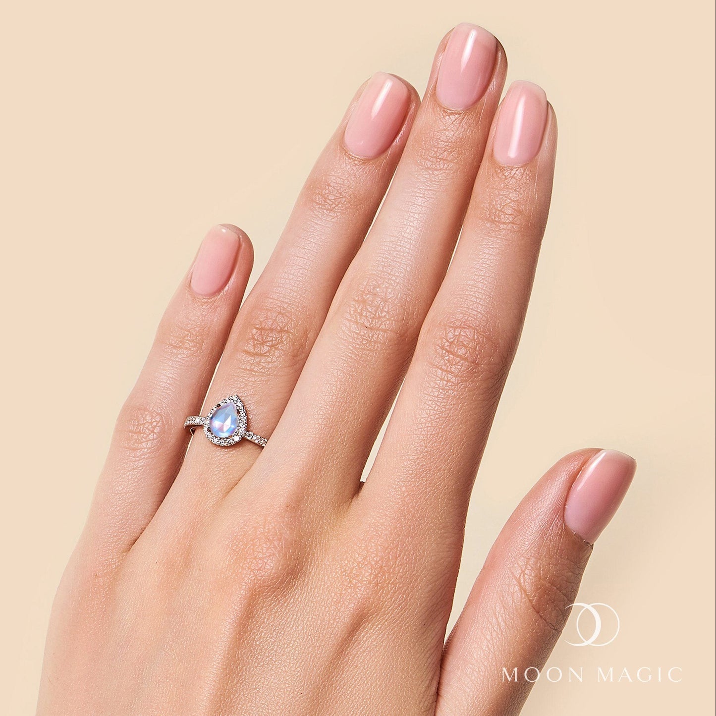 Moonstone Lab Diamond Ring - Tear of Joy