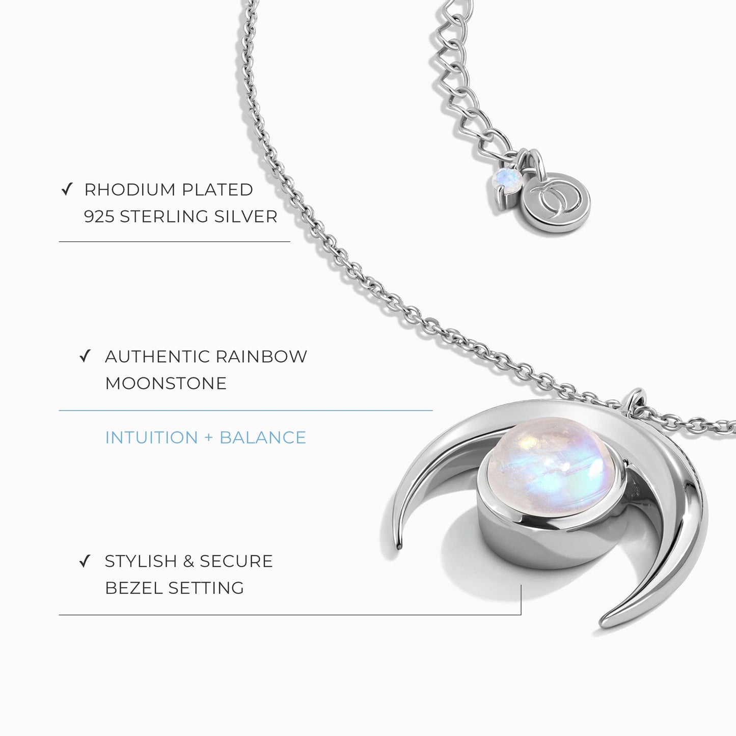 Moonstone Necklace - Crescent Moon