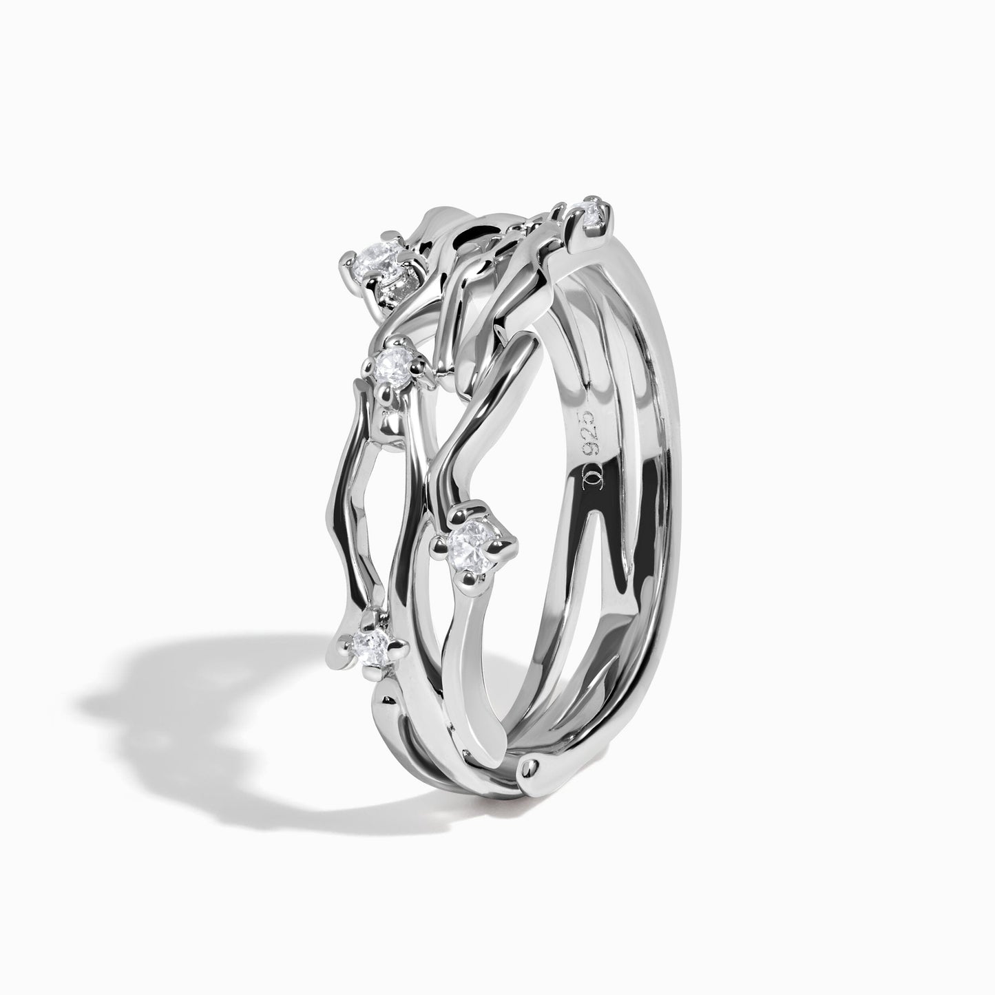 White Zircon Ring - Intertwined