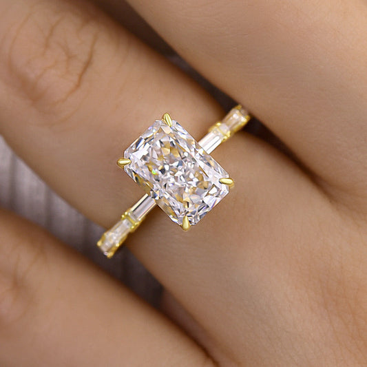 Unique Yellow Gold Radiant Cut Engagement Ring