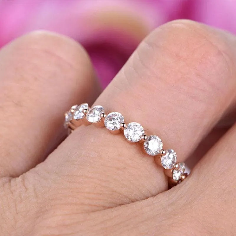 Sterling Silver Eternity Round Cut Women's Stackable Wedding Band