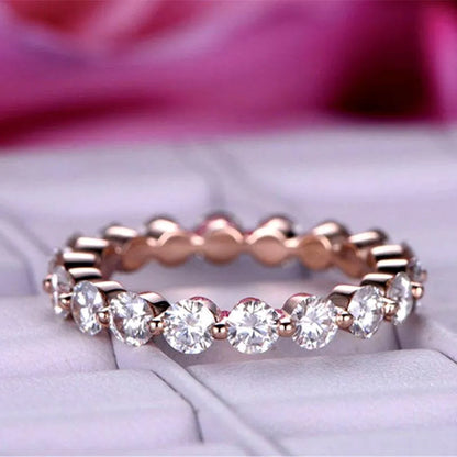 Sterling Silver Eternity Round Cut Women's Stackable Wedding Band