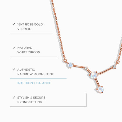 Moonstone Necklace - Cancer Zodiac Constellation