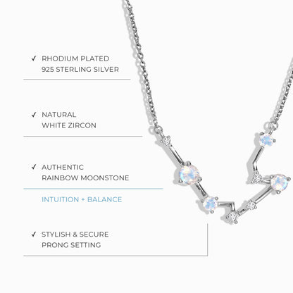 Moonstone Necklace - Aquarius Zodiac Constellation