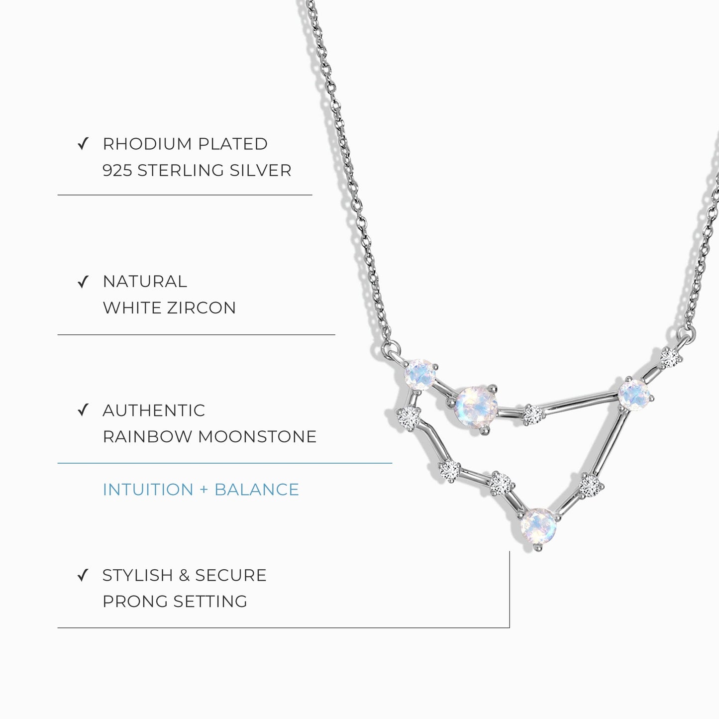 Moonstone Necklace - Capricorn Zodiac Constellation