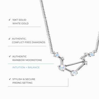 Moonstone Diamond Necklace - Libra Zodiac Constellation