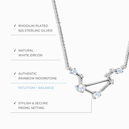 Moonstone Necklace - Libra Zodiac Constellation