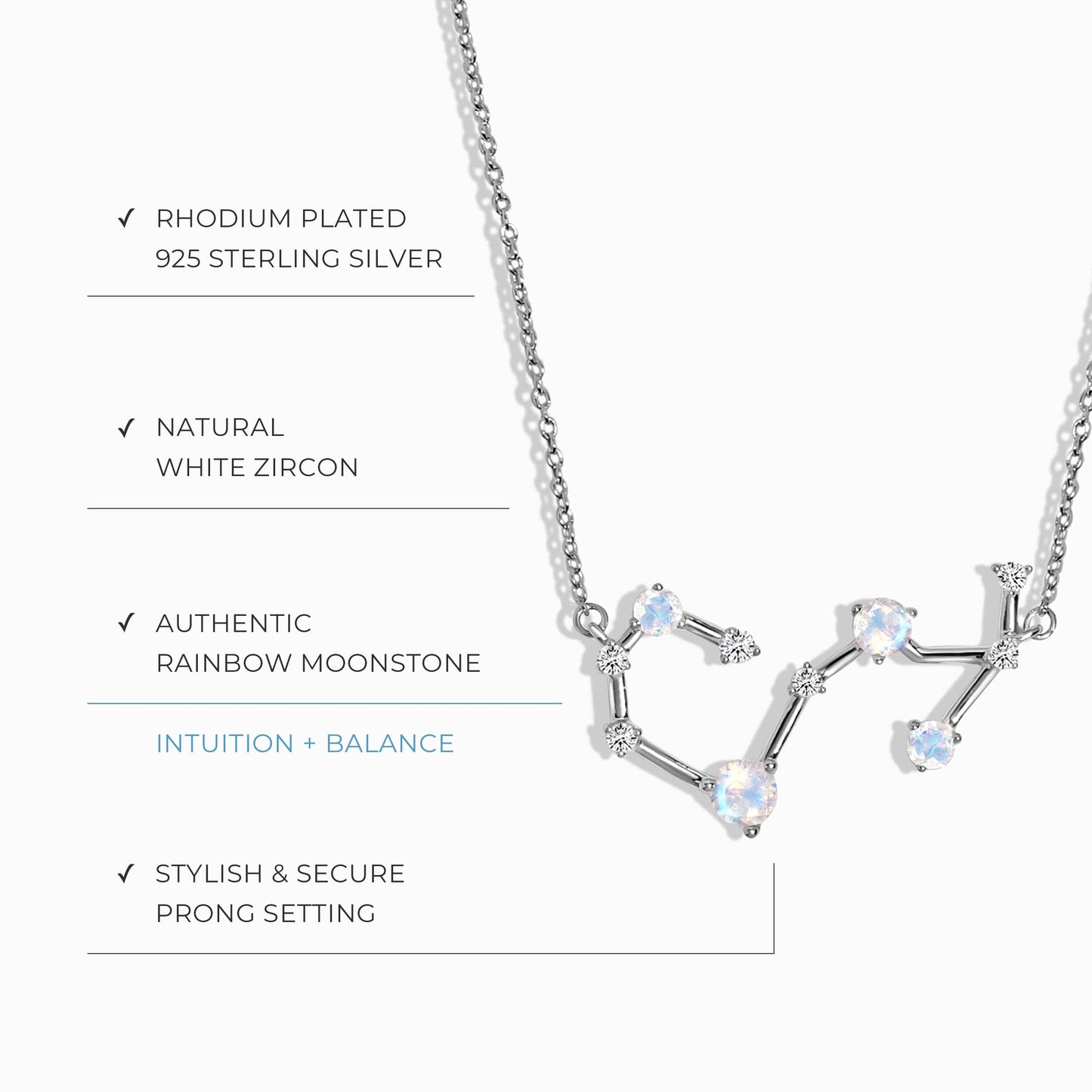 Moonstone Necklace - Scorpio Zodiac Constellation