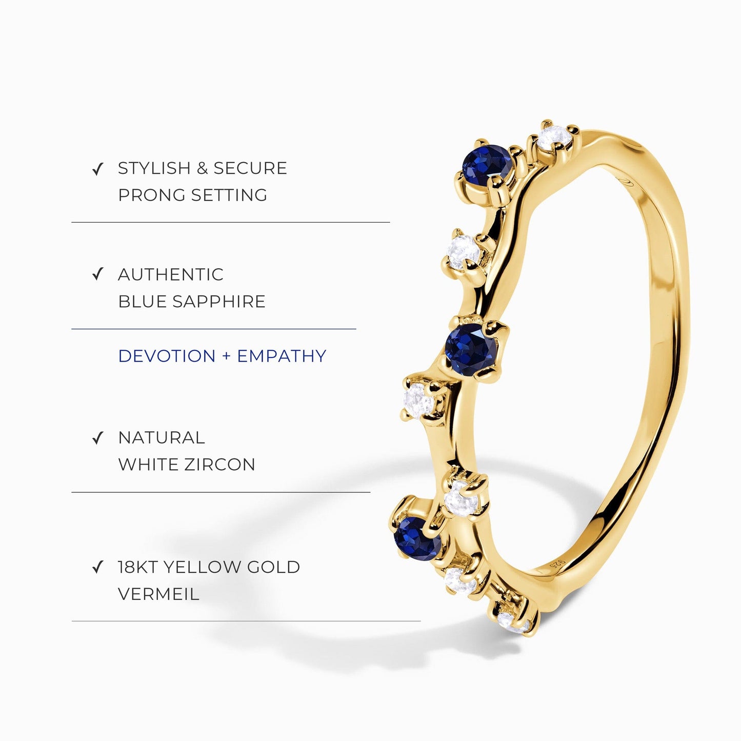 Blue Sapphire Ring - Stardust Band