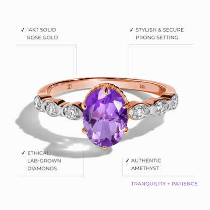 Amethyst Lab Diamond Ring - Mirth