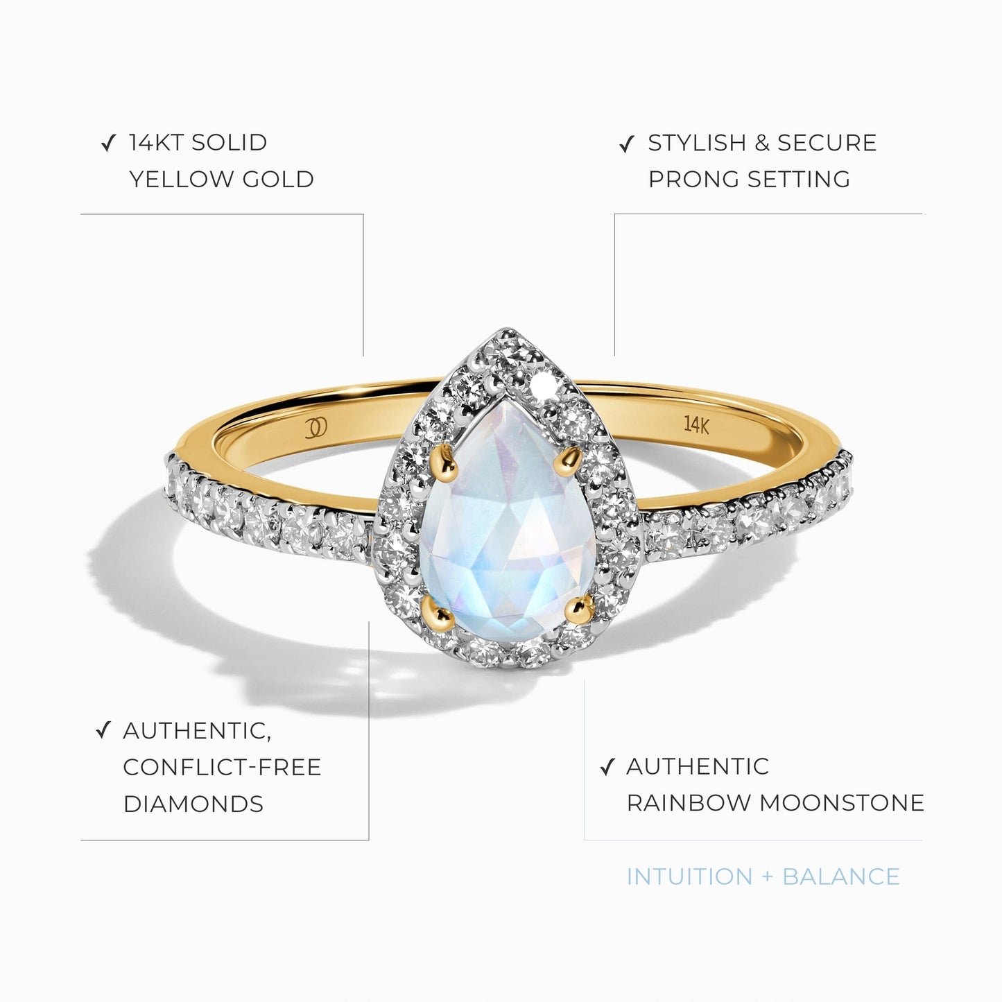 Moonstone Diamond Ring - Tear Of Joy