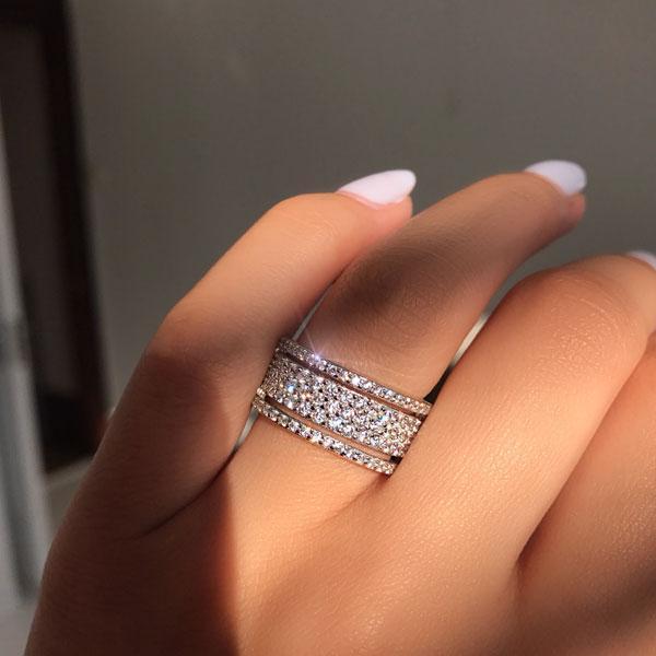 Luxury Wide Pave Design Women's Wedding Band for Women In White Gold-Maxinejewelry