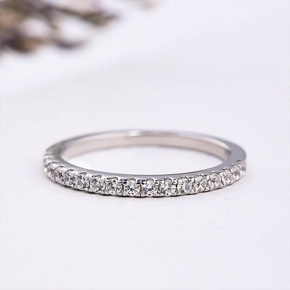 Sterling Silver Classic Full Eternity Thin Wedding Band For Women-Maxinejewelry