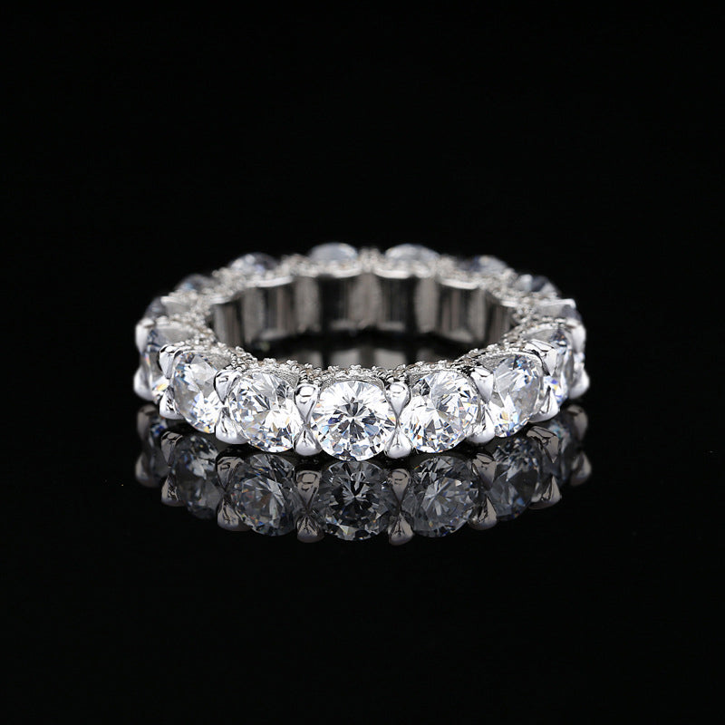 Eternity Round Cut Simulated Diamond Wedding Band for Her In White Gold-Maxinejewelry