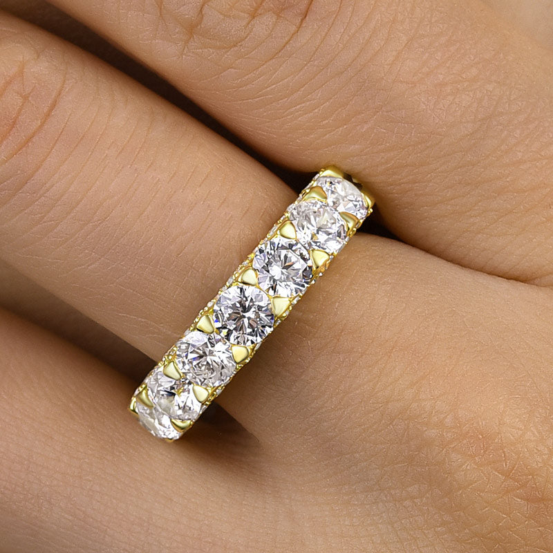 Eternity Round Cut Simulated Diamond Wedding Band for Her In White Gold