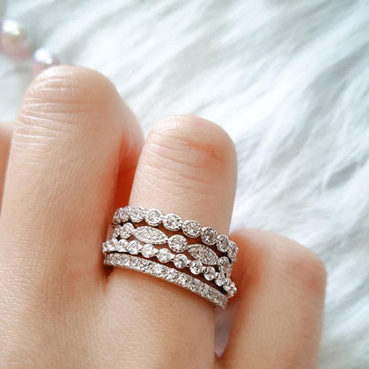 Women's Full Eternity 4PC Stackable Band Set In Sterling Silver-Maxinejewelry