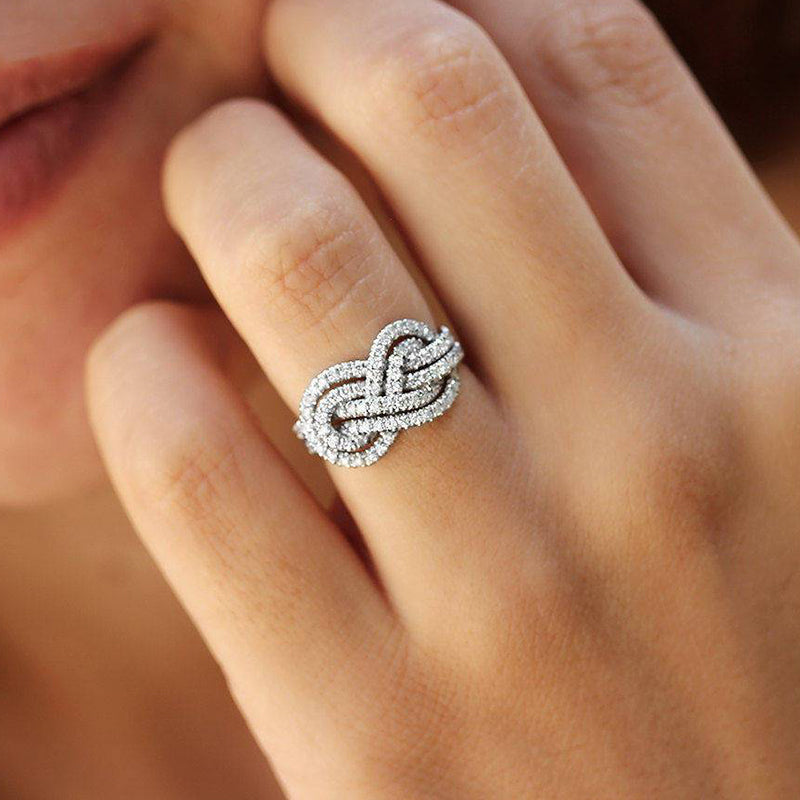 Gorgeous Pave Infinity Knot Design Wedding Band for Women In Sterling Silver-Maxinejewelry