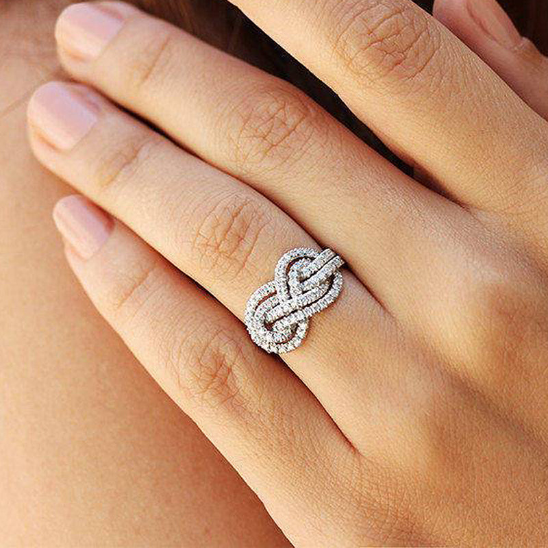 Gorgeous Pave Infinity Knot Design Wedding Band for Women In Sterling Silver-Maxinejewelry