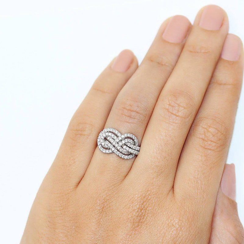 Gorgeous Pave Infinity Knot Design Wedding Band for Women In Sterling Silver-Maxinejewelry