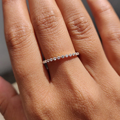 Classic Yellow Gold Round Cut Full Eternity Wedding Band In Sterling Silver-Maxinejewelry