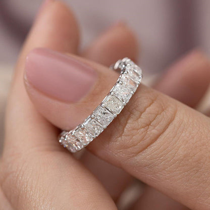 Elegant Radiant Cut Women's Wedding Band In Sterling Silver-Maxinejewelry