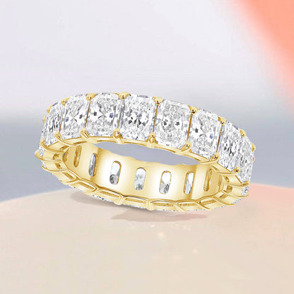 Elegant Yellow Gold Radiant Cut Women's Wedding Band In Sterling Silver-Maxinejewelry