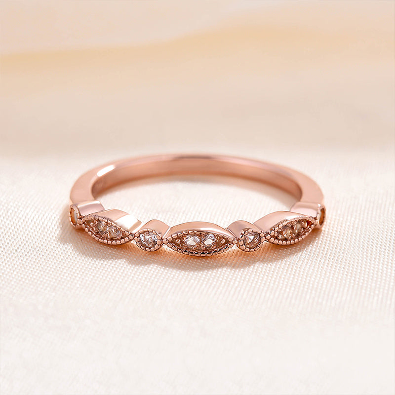 Elegant Rose Gold Morganite Half Eternity Women's Wedding Band-Maxinejewelry