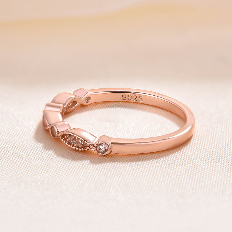 Elegant Rose Gold Morganite Half Eternity Women's Wedding Band-Maxinejewelry