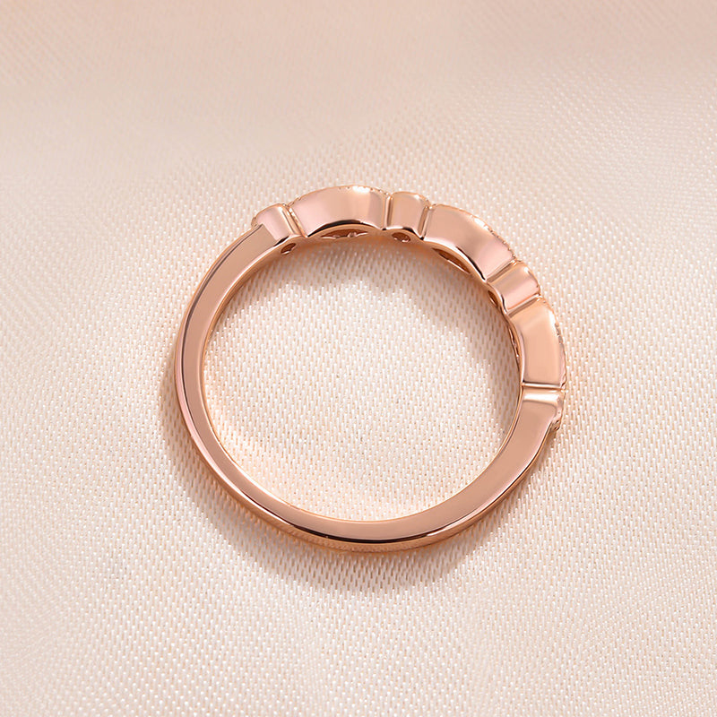 Elegant Rose Gold Morganite Half Eternity Women's Wedding Band-Maxinejewelry