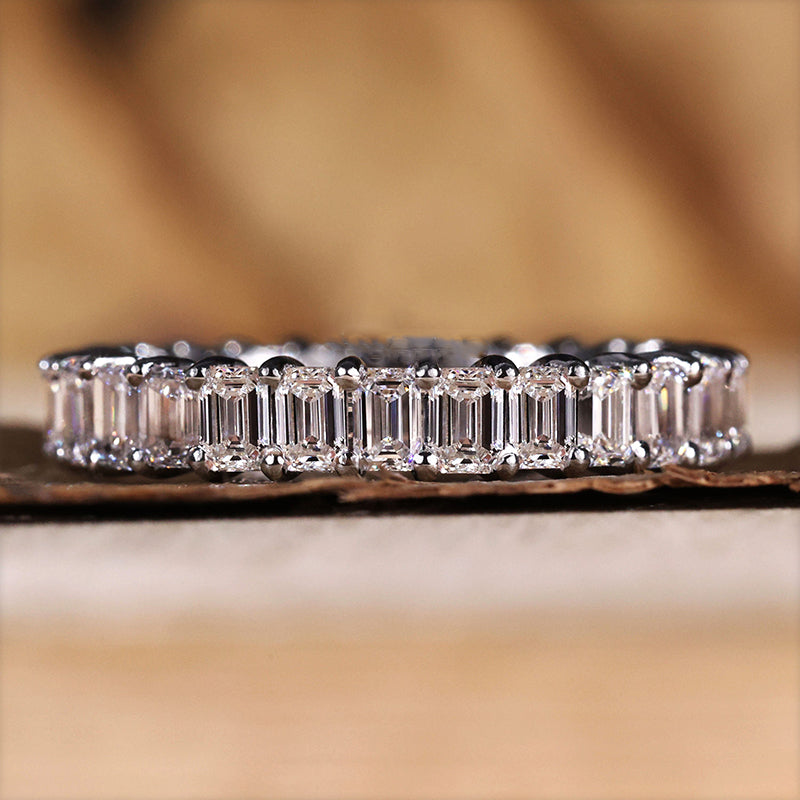 Classic Emerald Cut Diamond Women's Wedding Band for Gifts-Maxinejewelry