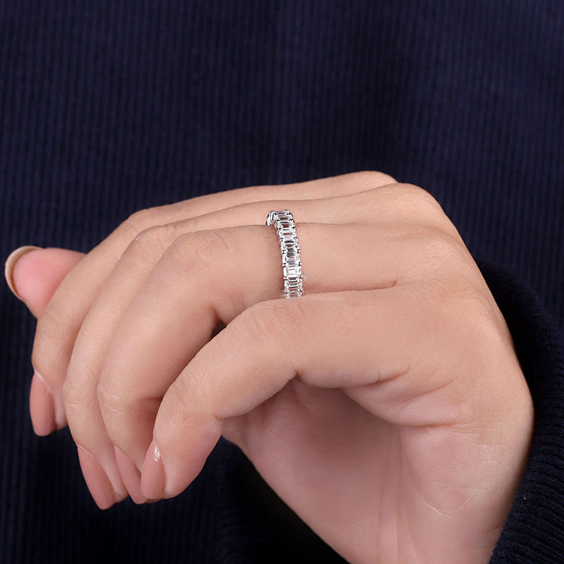 Classic Emerald Cut Diamond Women's Wedding Band for Gifts-Maxinejewelry