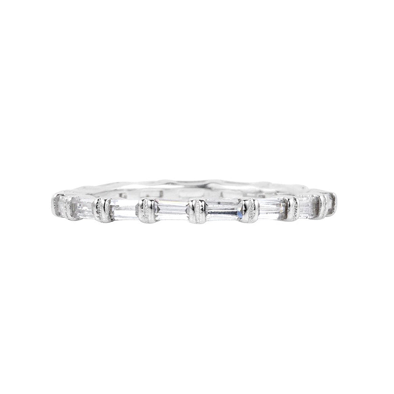 Exclusive Asscher Cut Three Stone 3PC Wedding Ring Set In Sterling Silver-Maxinejewelry