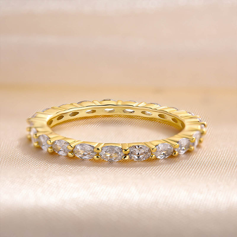 Elegant Yellow Gold Oval Cut Wedding Band Ring For Women In Sterling Silver-Maxinejewelry