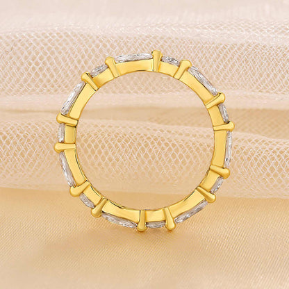 Exclusive Yellow Gold Marquise Cut Diamond Wedding Band In Sterling Silver-Maxinejewelry