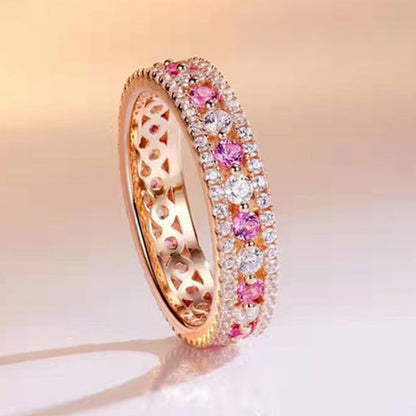 Precious Rose Gold Pink and White Stone Wedding Band