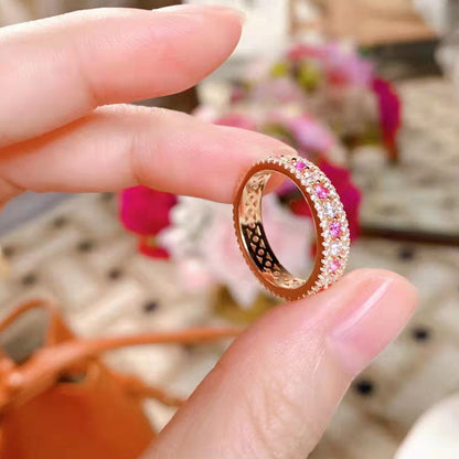 Precious Rose Gold Pink and White Stone Wedding Band