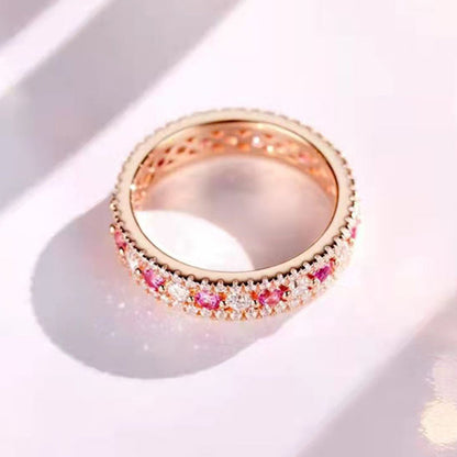 Precious Rose Gold Pink and White Stone Wedding Band