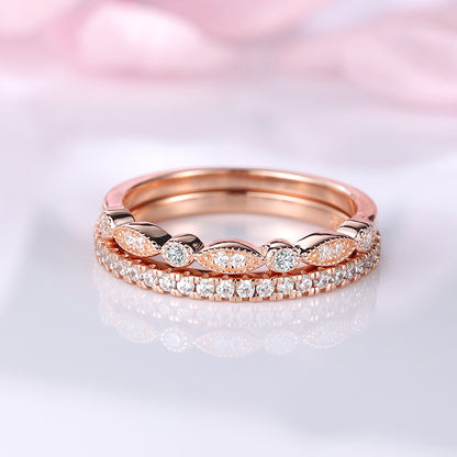 Half Eternity Stackable Sona Simulated Diamonds Wedding Band Set 