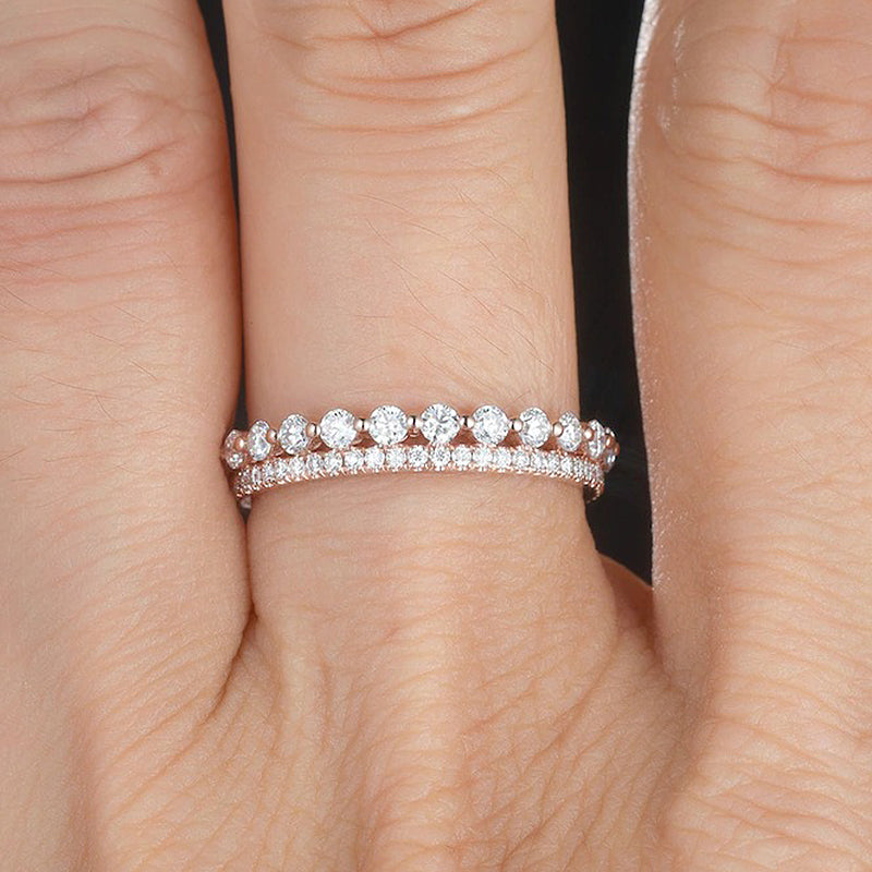 Exquisite Women's Stackable Wedding Band Set In Sterling Silver