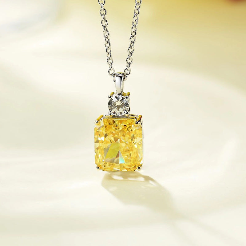 Elegant Radiant Cut Yellow Sapphire 2PC Jewelry Set In Sterling Silver