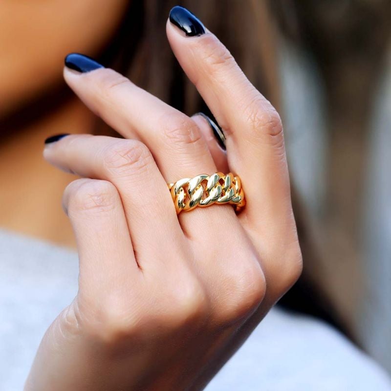 10mm Cuban Gold Plated Ring-silviax