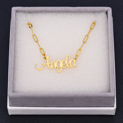 Paper Clip Chain Personalized Custom Gold Plated Name Necklace-silviax